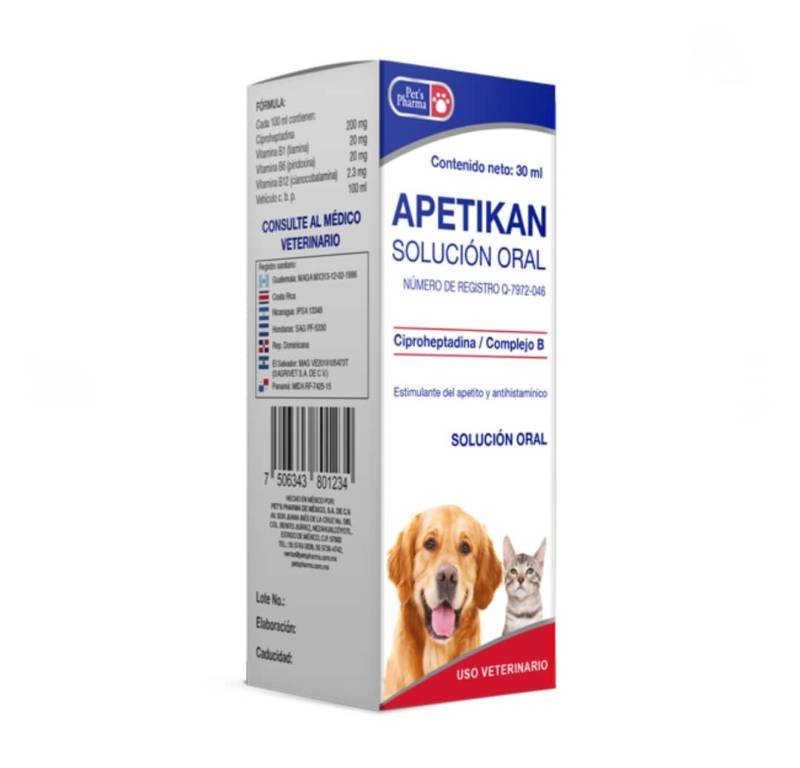 APETIKAN SOLUCIÓN ORAL 30 ML Estimulante del apetito que promueve la ganancia de peso.🫠